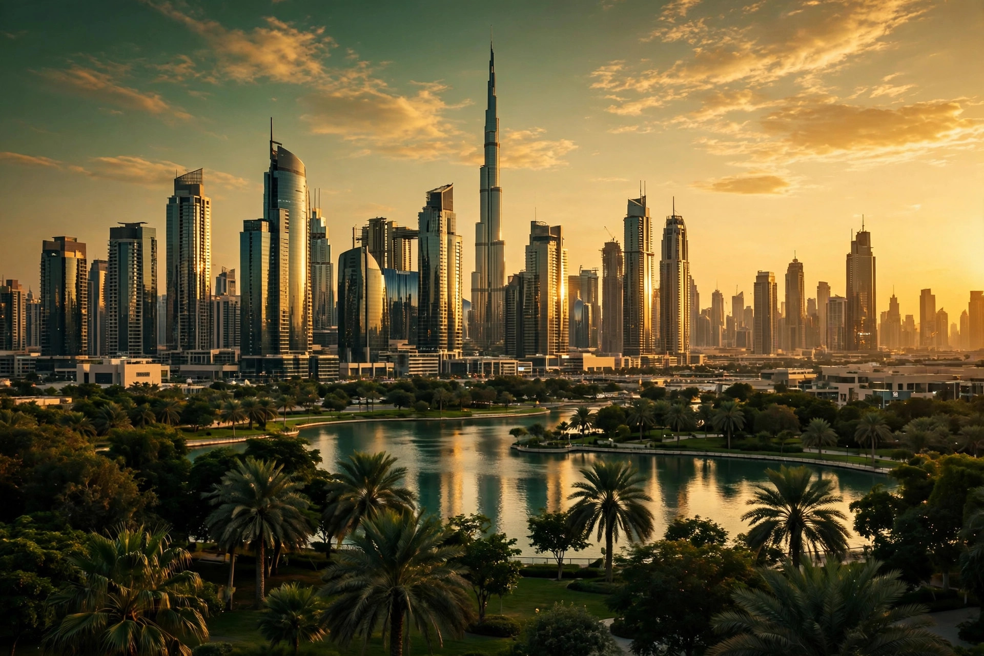 Dubai skyline at golden hour, representing the UAE freelance visa routes compared in this guide