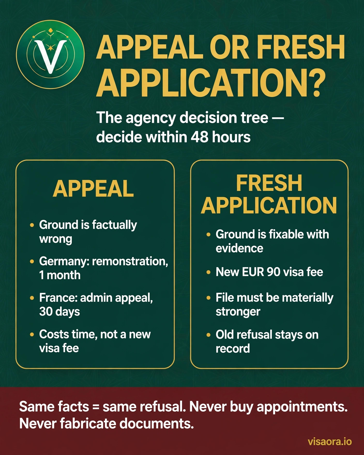 Appeal or fresh application: the agency decision tree with Germany one-month and France 30-day deadlines